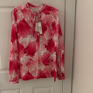 Trina Turk:Cotton blouse with vibrant color lined in white cotton New